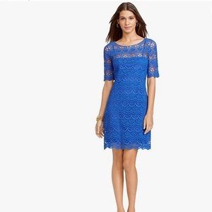 Ralph Lauren Crochet Lace boatneck Dress in sporting blue
